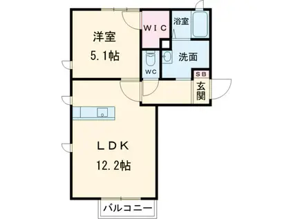 アリス A(1LDK/2階)の間取り写真