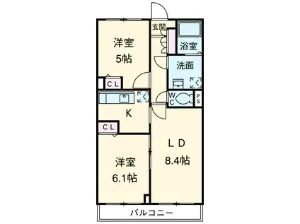 メゾン・ルミエールたまプラーザ(2LDK/2階)の間取り写真