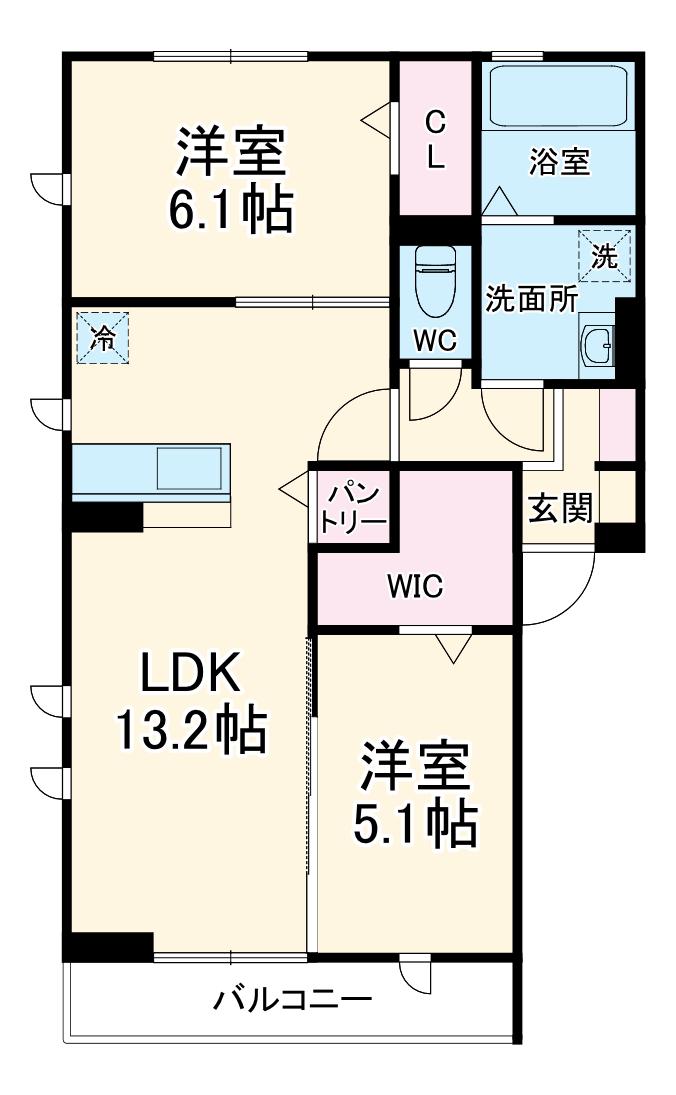 MANOIRBLANCⅡ(2LDK/3階)の間取り写真