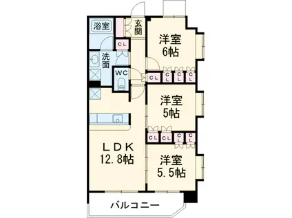 春日部マンション(3LDK/5階)の間取り写真