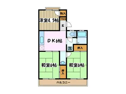 サンハイツ1号棟(3DK/1階)の間取り写真