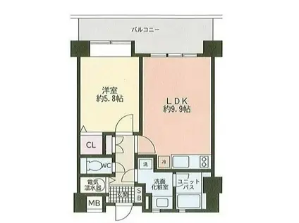 DAIWA芝浦ビル(1LDK/10階)の間取り写真