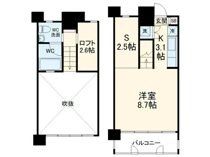 ドゥーエ新丸子(ワンルーム/4階)の間取り写真