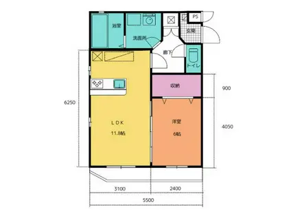 パティオ(1LDK/2階)の間取り写真