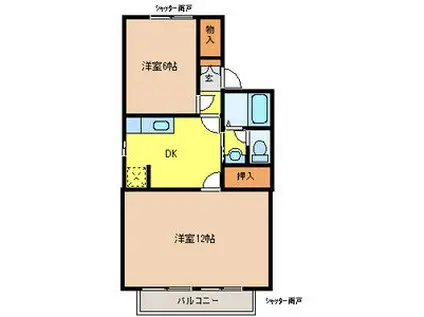 セジュールキクチB(2DK/1階)の間取り写真