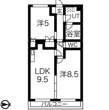 マロニエヴェール(2LDK/2階)の間取り写真
