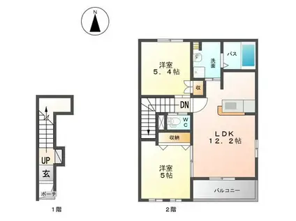 サンライズM(2LDK/2階)の間取り写真