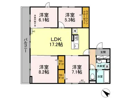 コンフォール町田中町(4LDK/3階)の間取り写真