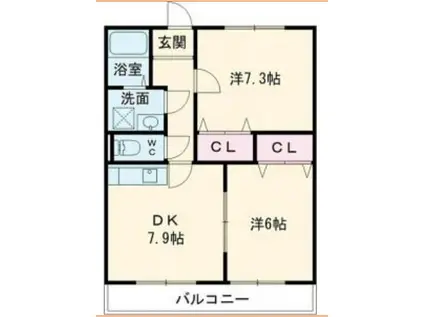 メゾンC(2DK/2階)の間取り写真