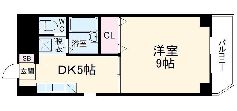 ウイング烏森(1DK/9階)の間取り写真