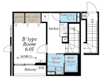 リブリ・イチロク(1K/2階)の間取り写真