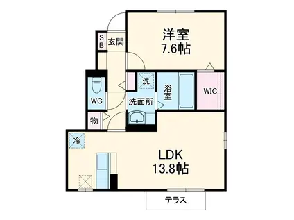 メゾンアンソレイエ国母(1LDK/1階)の間取り写真