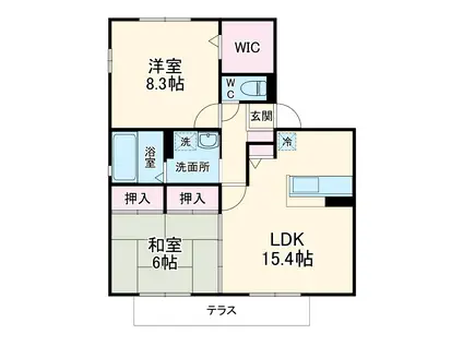 アメニティーコート(2LDK/2階)の間取り写真