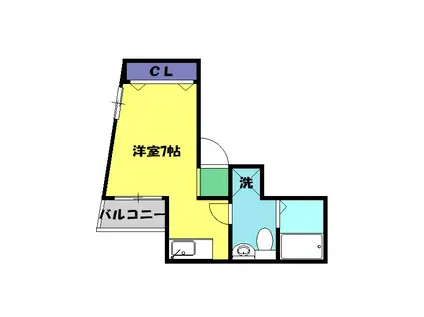 バーン栄(1K/4階)の間取り写真