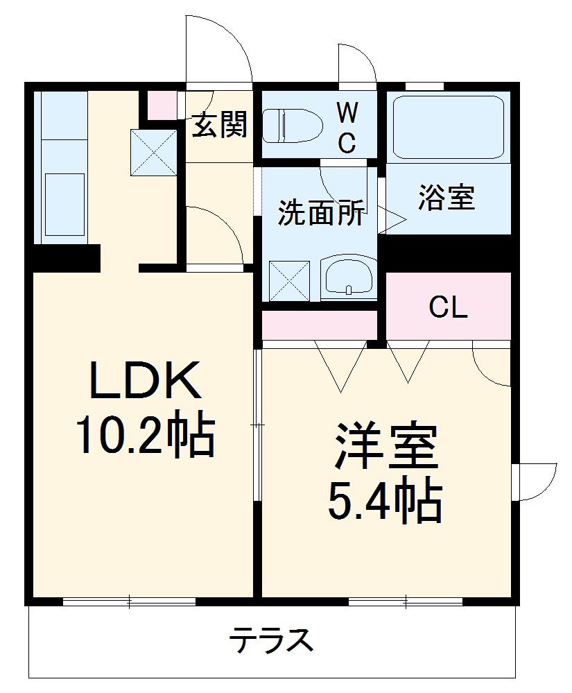ディアス市電通 B(1LDK/1階)の間取り写真