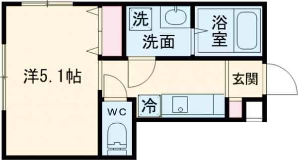 MELDIA小台Ⅱ(1K/1階)の間取り写真