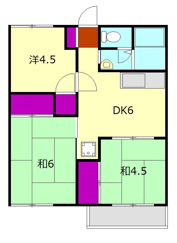 オレンジハイツA棟(3DK/2階)の間取り写真