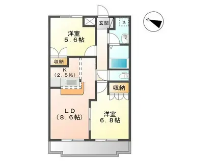 シンシア(2LDK/2階)の間取り写真
