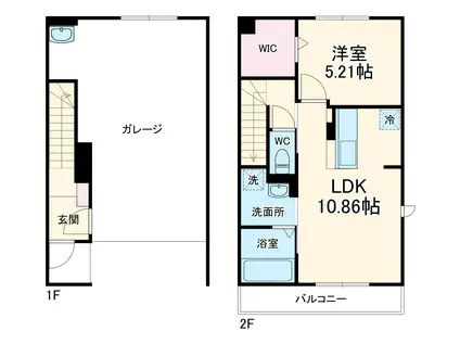 シャルールH(1LDK/1階)の間取り写真