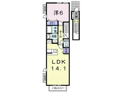ソレアード トーレⅡ(1LDK/2階)の間取り写真