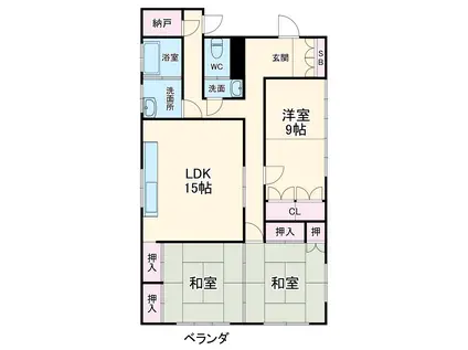 柳原ビル(3LDK/3階)の間取り写真