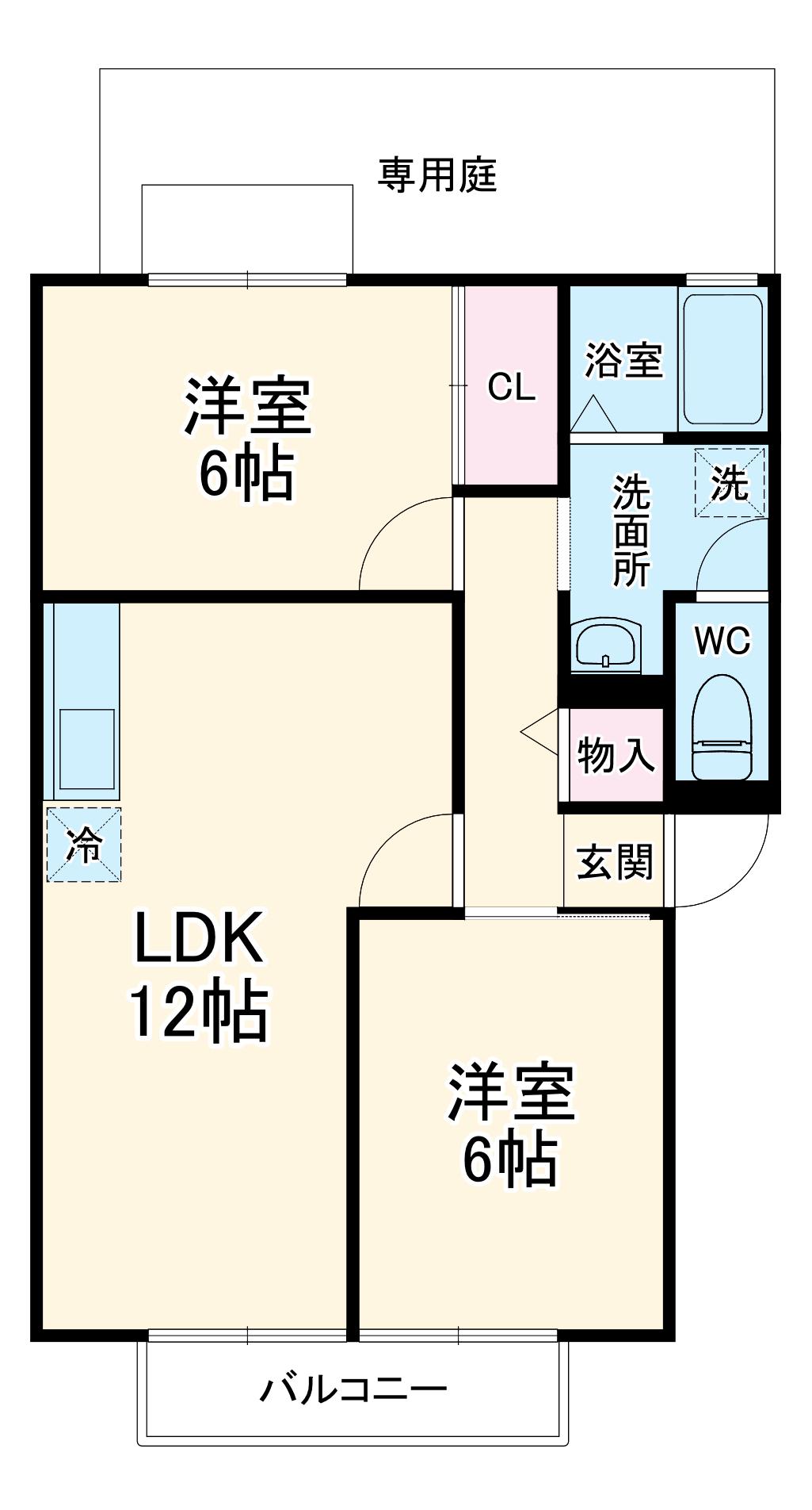ロイヤルKⅡ(2LDK/1階)の間取り写真