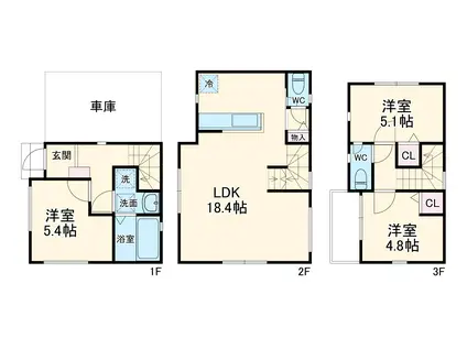 京浜東北・根岸線 川崎駅 徒歩8分 3階建 築2年(3LDK)の間取り写真