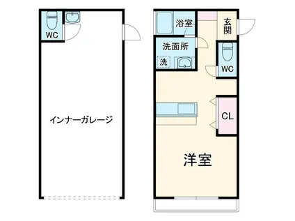 洋行GARAGE LIFE(ワンルーム/1階)の間取り写真