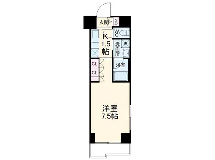 ルーブル川崎中丸子参番館(1K/5階)の間取り写真