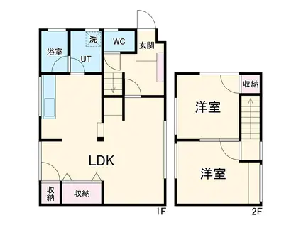 東海道本線 西岐阜駅 徒歩12分 2階建 築39年(2LDK)の間取り写真