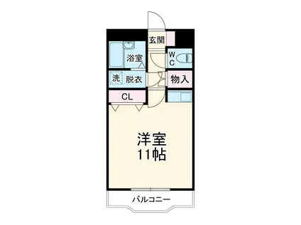 クリスタル甲府善光寺(ワンルーム/1階)の間取り写真