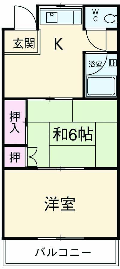 ヒルズ箱根(2DK/3階)の間取り写真