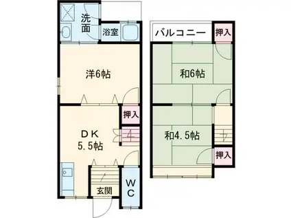 阪急電鉄嵐山線 松尾大社駅 徒歩13分 2階建 築53年(3DK)の間取り写真