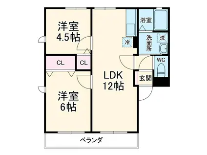 オリエンタルコートⅠ(2LDK/2階)の間取り写真