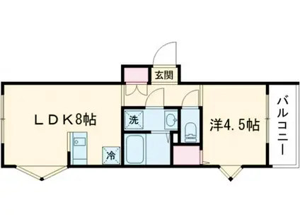 MELDIA蒲田Ⅲ(1LDK/2階)の間取り写真