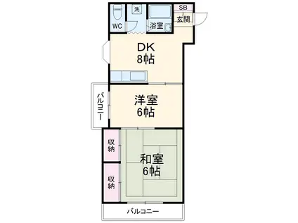 メゾン森辰(2DK/5階)の間取り写真