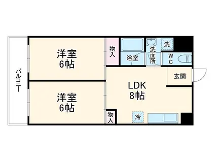 クリア緑地(2LDK/4階)の間取り写真