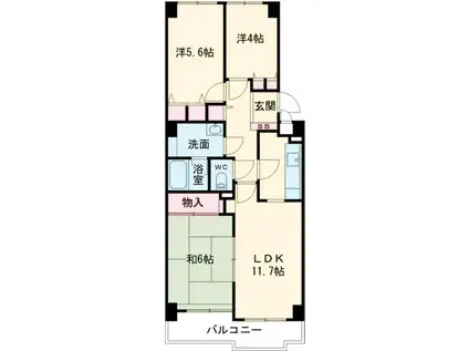 立川サニーコート(3LDK/4階)の間取り写真