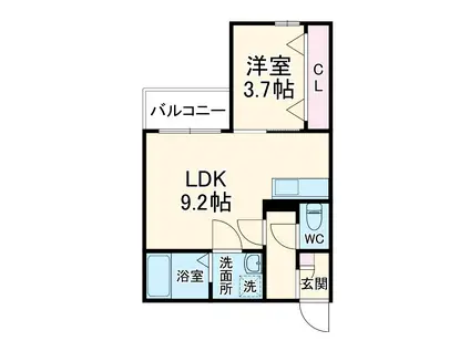 LECOCON天白(1LDK/3階)の間取り写真
