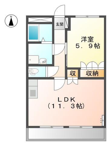 リ・ウルス神ノ倉(1LDK/2階)の間取り写真