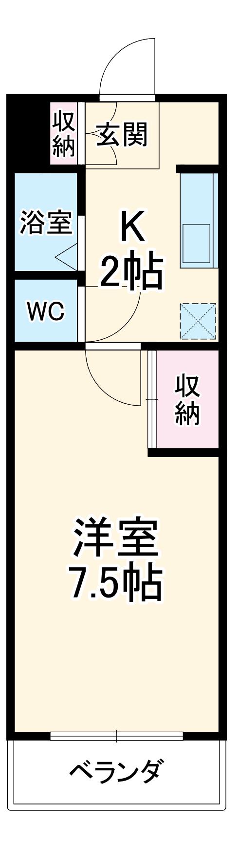 サン駒止(1K/3階)の間取り写真