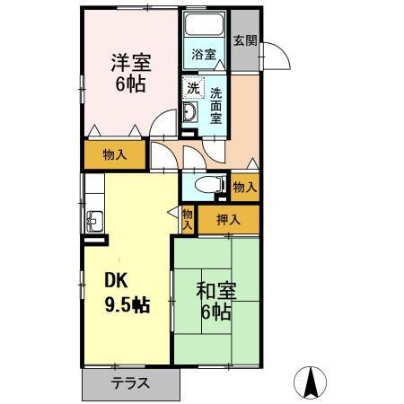 リマーニ江松(2LDK/1階)の間取り写真
