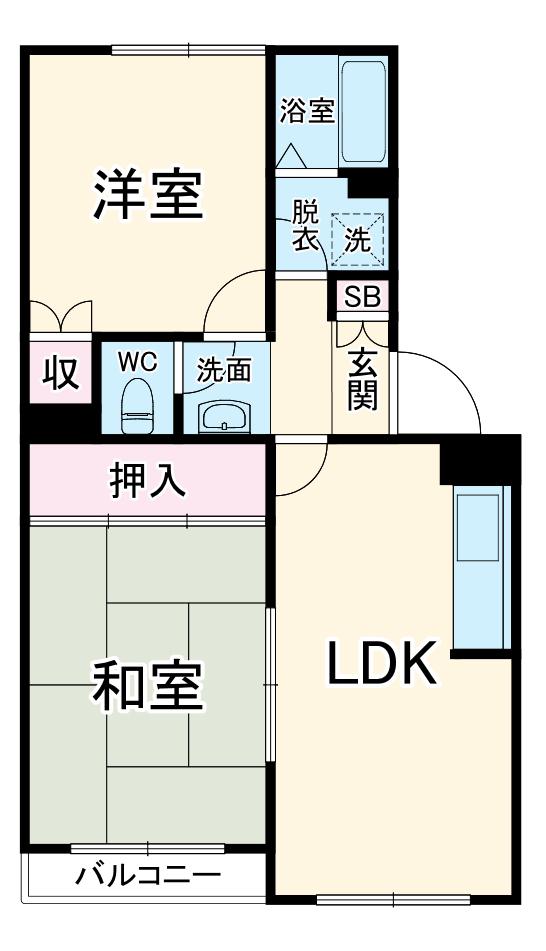 カーサ南流山(2LDK/3階)の間取り写真