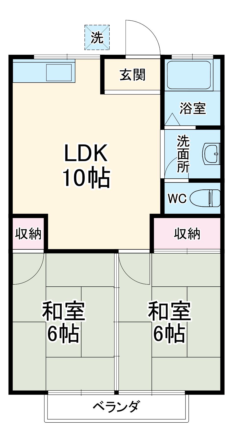 コーポゆり(2LDK/2階)の間取り写真