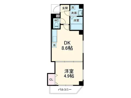 新宿ガーデンHS(1DK/4階)の間取り写真