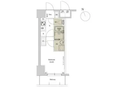 エスタート品川戸越Ⅱ(1K/8階)の間取り写真