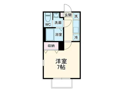 アンソレイエ園生(1K/1階)の間取り写真