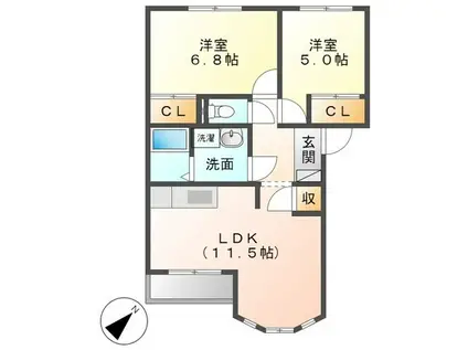 AVENIR ZUG(2LDK/1階)の間取り写真