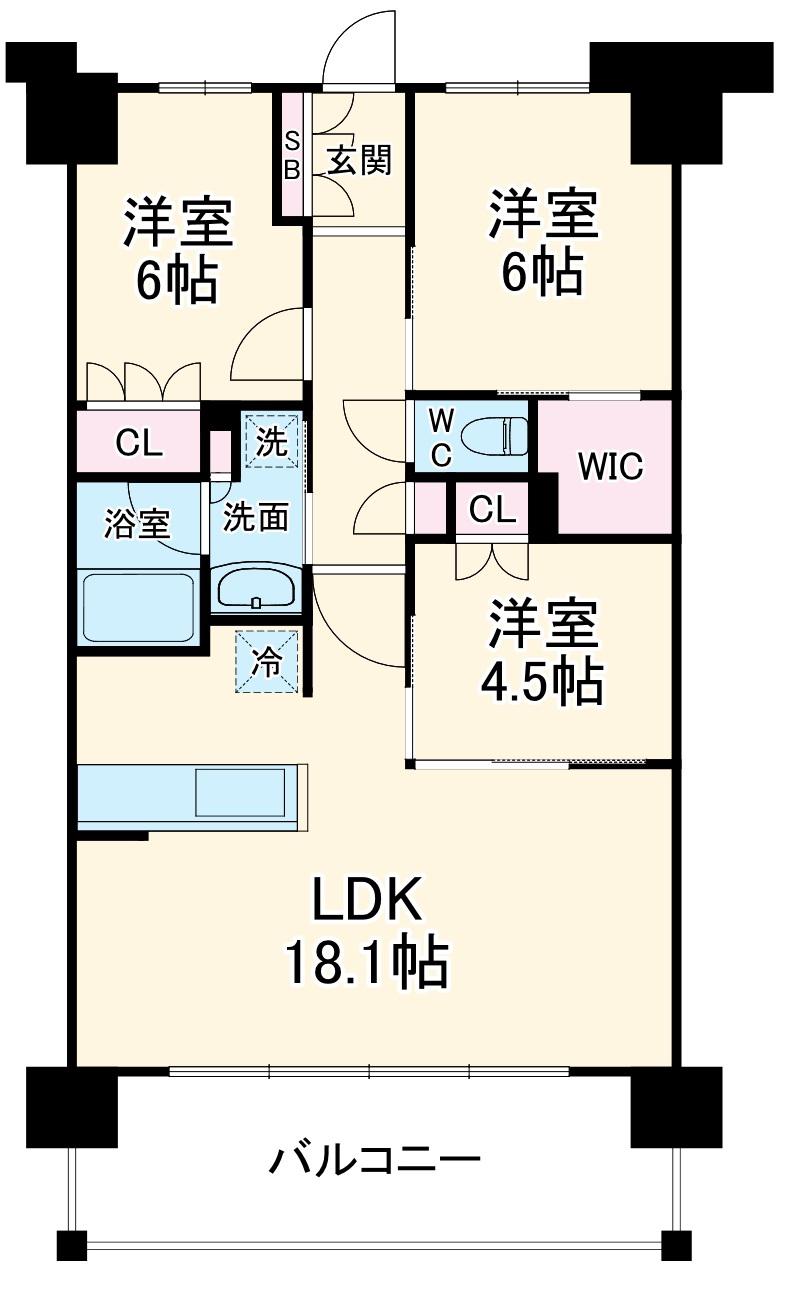 プレシス千葉みなとベイフロント(3LDK/2階)の間取り写真