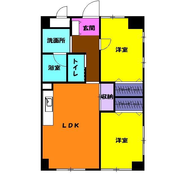 神田丸太マンション(2LDK/3階)の間取り写真